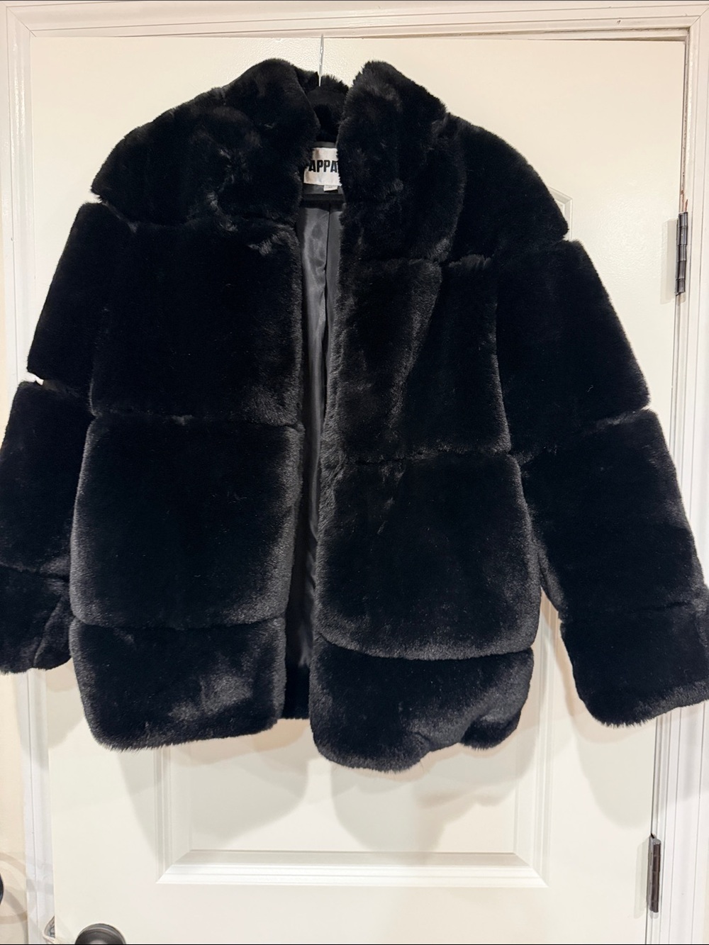 Apparis Black Faux Fur Puffer Coat